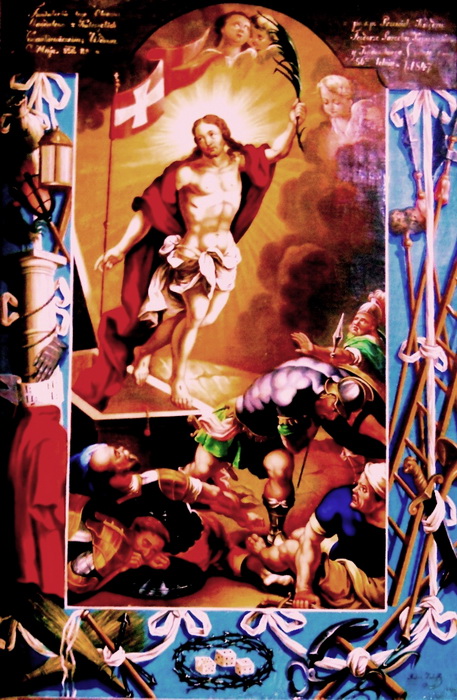 Воскресiння Христа з атрибутами страстей, 1847 р. с. Слобода Рiвнянс ка Рожнятiвс кого району 